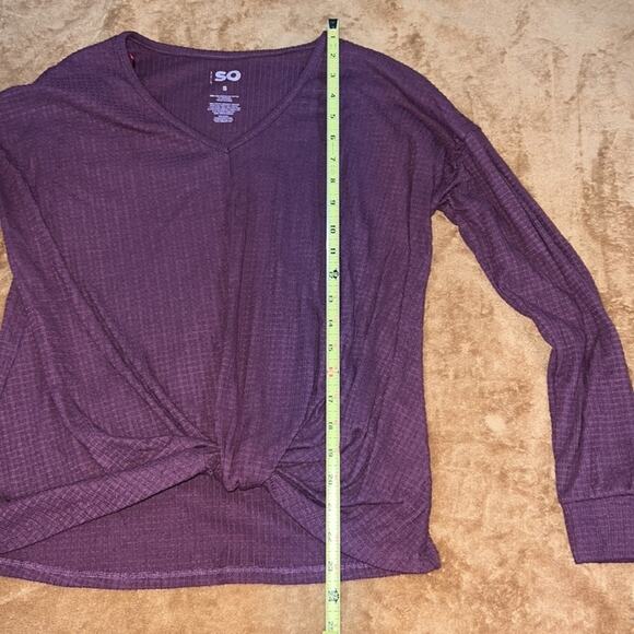 So Tie Front Sweater Sz S pretty dark purple - Picture 7 of 9